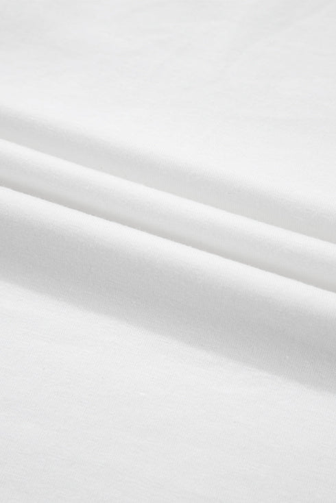 White Leopard Patchwork Crochet Lace Trim Puff Sleeve T Shirt