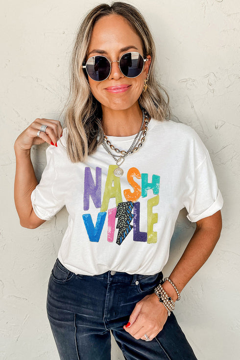 White Lightening NASHVILLE Graphic Crewneck T Shirt