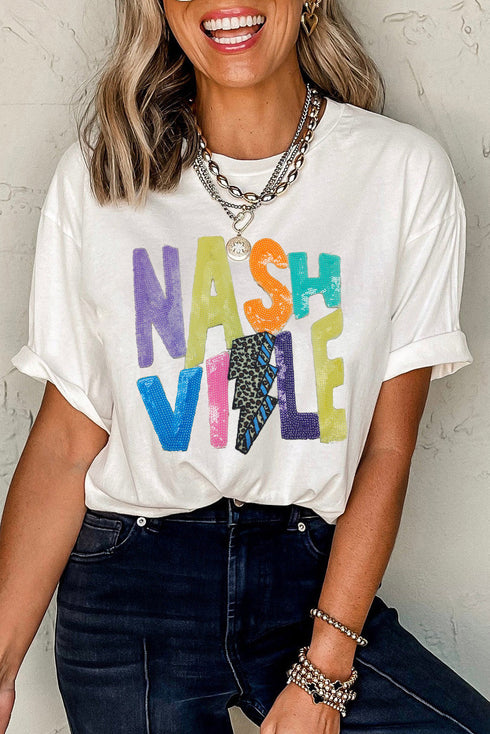 White Lightening NASHVILLE Graphic Crewneck T Shirt