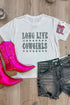 White LONG LIVE COWGIRLS Star Print Round Neck T Shirt
