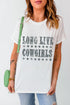 White LONG LIVE COWGIRLS Star Print Round Neck T Shirt