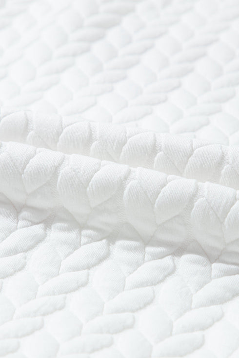 White LOVE Chenille Embroidered Cable Knit Pullover Sweatshirt