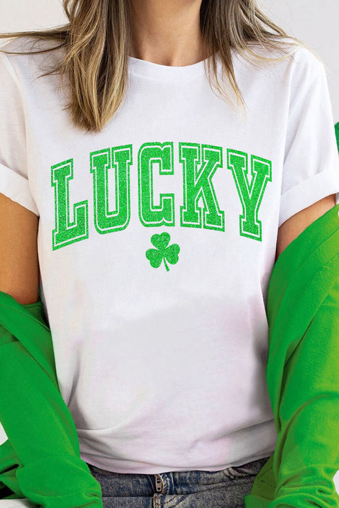 White Lucky Graphic St. Patricks Tee
