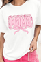 White MaMa Bowknot Graphic Crewneck Mothers Day T Shirt