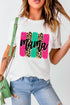 White Mama Leopard Brush Stroke Graphic Print T Shirt