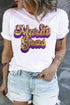 White Mardi Gras Sequin Chenille Graphic Plus Size Tee