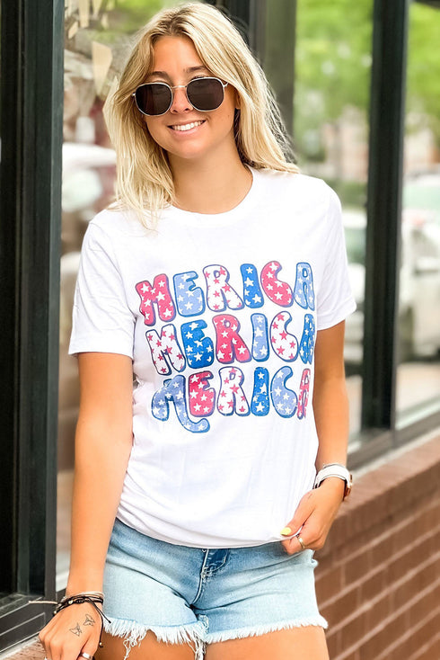 White Merica Flag Element Graphic Tee