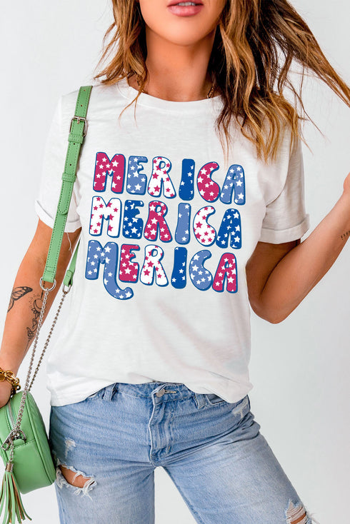 White Merica Flag Element Graphic Tee
