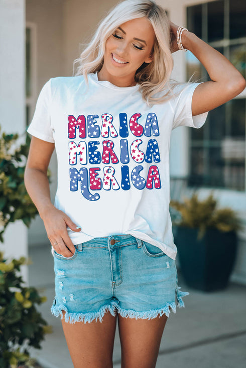 White Merica Flag Element Graphic Tee
