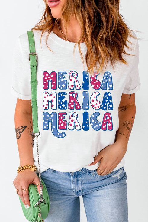 White Merica Flag Element Graphic Tee