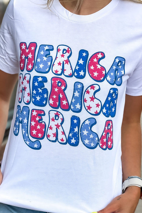 White Merica Flag Element Graphic Tee