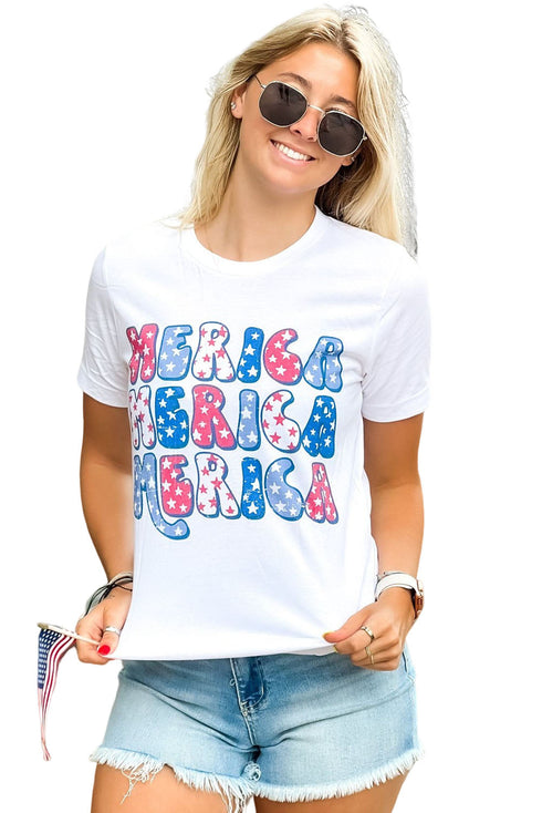 White Merica Flag Element Graphic Tee