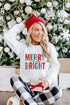 White Merry And Bright Leopard Print Pullover Sweatshirt