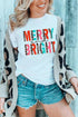 White Merry And Bright Leopard Print Short Sleeve Graphic Tee