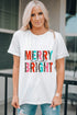 White Merry And Bright Leopard Print Short Sleeve Graphic Tee