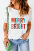 White Merry And Bright Leopard Print Short Sleeve Graphic Tee