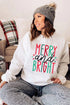 White Merry And Bright Long Sleeve Graphic Sweatshirt