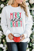 White Merry And Bright Long Sleeve Graphic Sweatshirt