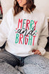 White Merry And Bright Long Sleeve Graphic Sweatshirt