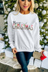 White Merry Christmas Leopard Print Long Sleeve Sweatshirt