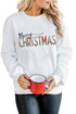 White Merry Christmas Leopard Print Long Sleeve Sweatshirt