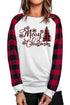 White Merry Christmas Plaid Graphic Print Long Sleeve Sweatshirt