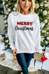 White Merry Christmas Plaid Print Pullover Sweatshirt