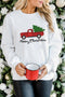 White Merry Christmas Truck Pattern Embroidered Pullover Sweatshirt