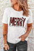 White Merry Plaid Leopard Print Short Sleeve T Shirt