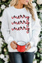 White Merry Plaid Print Crew Neck Pullover Sweatshirt