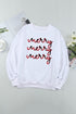 White Merry Plaid Print Crew Neck Pullover Sweatshirt