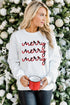 White Merry Plaid Print Crew Neck Pullover Sweatshirt