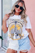 White Music City Nashville Guitar Floral Print Graphic T Shirt