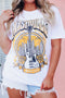 White Music City Nashville Guitar Floral Print Graphic T Shirt