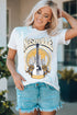 White Music City Nashville Guitar Floral Print Graphic T Shirt