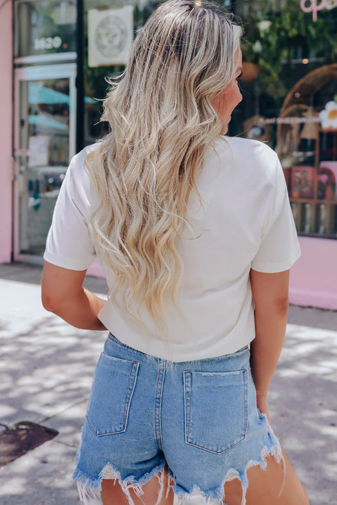 White Nashville 1982 Eagle Graphic Print Casual T Shirt