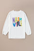 White Nashville Graphic Corded Oversized Sweatshirt