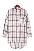 White Oversized Plaid Pattern Shacket With Slits
