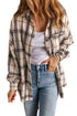 White Oversized Plaid Pattern Shacket With Slits