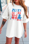 White PARTY IN THE USA Graphic Oversized Tee