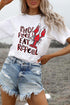 White Pinch Peel Eat Repeat Crawfish Print Crew Neck Tee