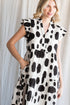 White Polka Dot Print Ruffled Sleeve Pocketed Plus Size Midi Dress
