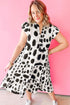 White Polka Dot Print Ruffled Sleeve Pocketed Plus Size Midi Dress