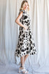 White Polka Dot Print Ruffled Sleeve Pocketed Plus Size Midi Dress