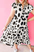 White Polka Dot Print Ruffled Sleeve Pocketed Plus Size Midi Dress