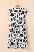 White Polka Dot Print Ruffled Sleeve Pocketed Plus Size Midi Dress