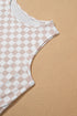 White Ribbed Texture Checkered Print 2pcs Tank and Pants Set