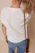White Ribbed Texture Lace Patchwork Short Sleeve Top