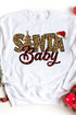 White Santa Baby Leopard Plaid Print Pullover Sweatshirt