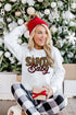 White Santa Baby Leopard Plaid Print Pullover Sweatshirt